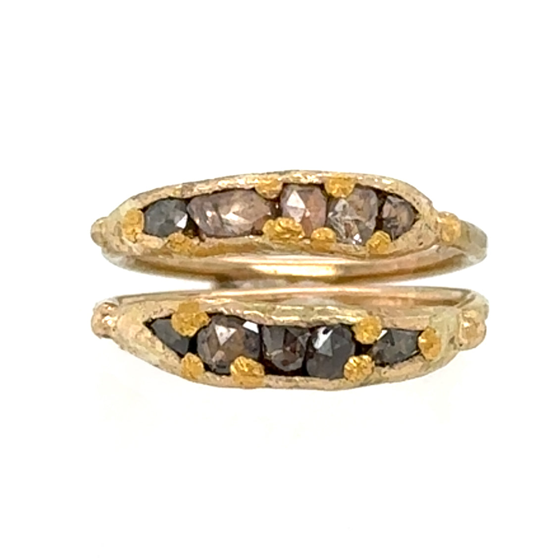 Full Rose Cut Diamond Pod Ring - Gold