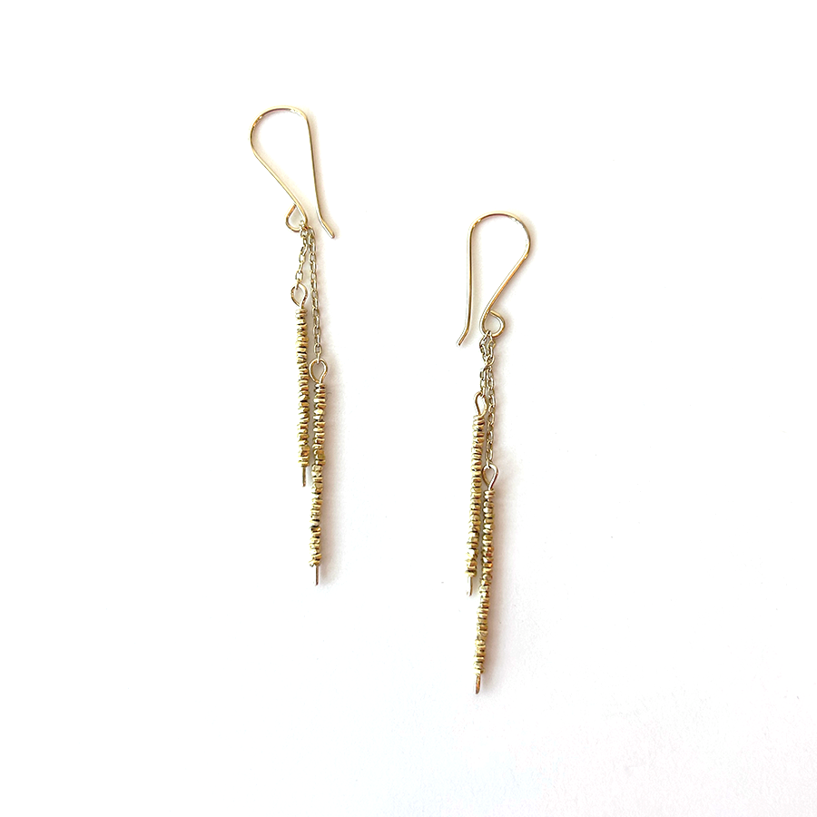 Seed Bead Quill Duo Earrings - Vermeil