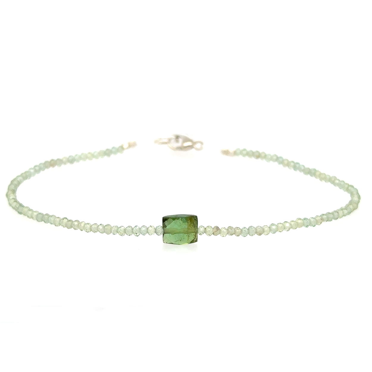 Green Apatite + Tourmaline Bead Strand Bracelet