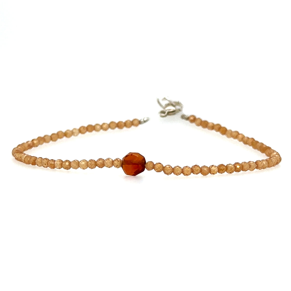 Amber Hessonite Garnet Strand Bracelet