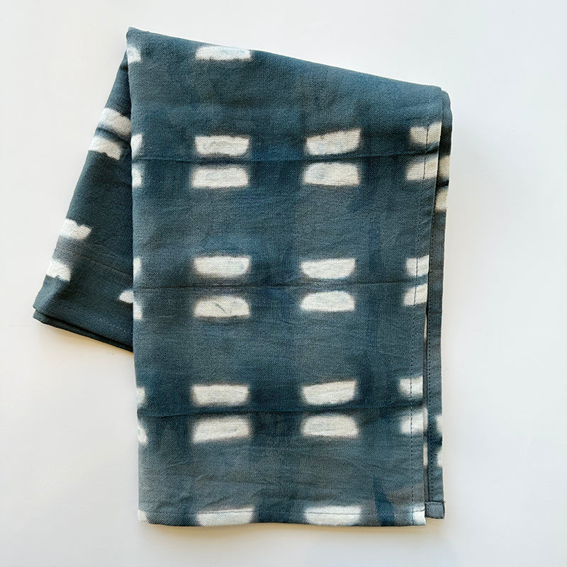 Handwoven Cotton Tea Towel - Indigo Checks