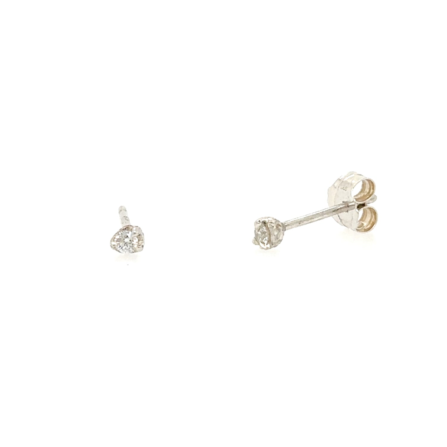 Tiny Silver Diamond Studs
