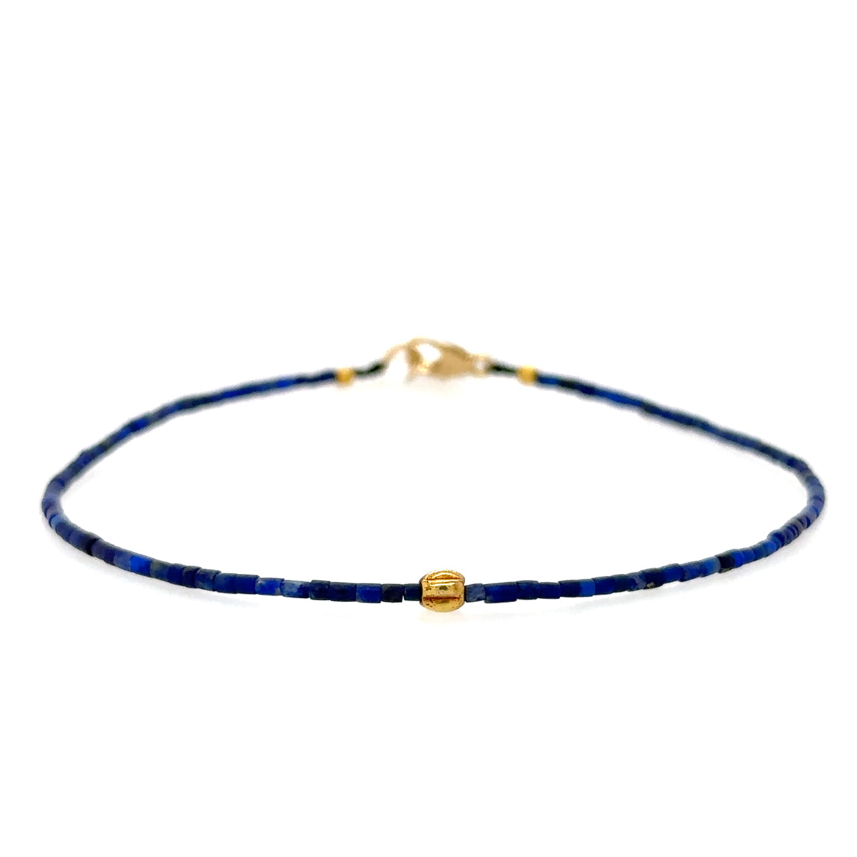 Heishi Lapis + 18k Tiny Bead Strand Bracelet