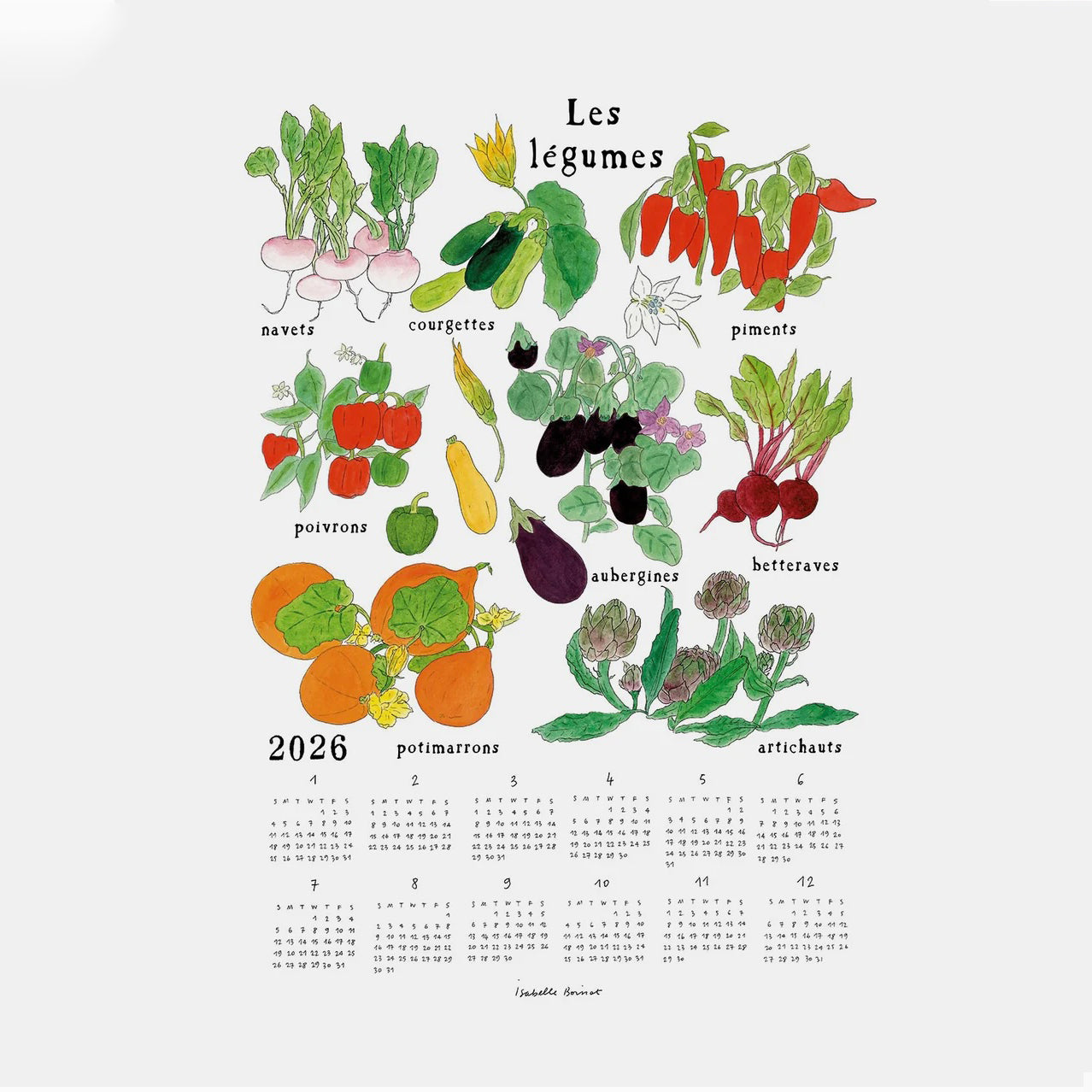 2026 Fabric Calendar - Les Legumes (Veggies)