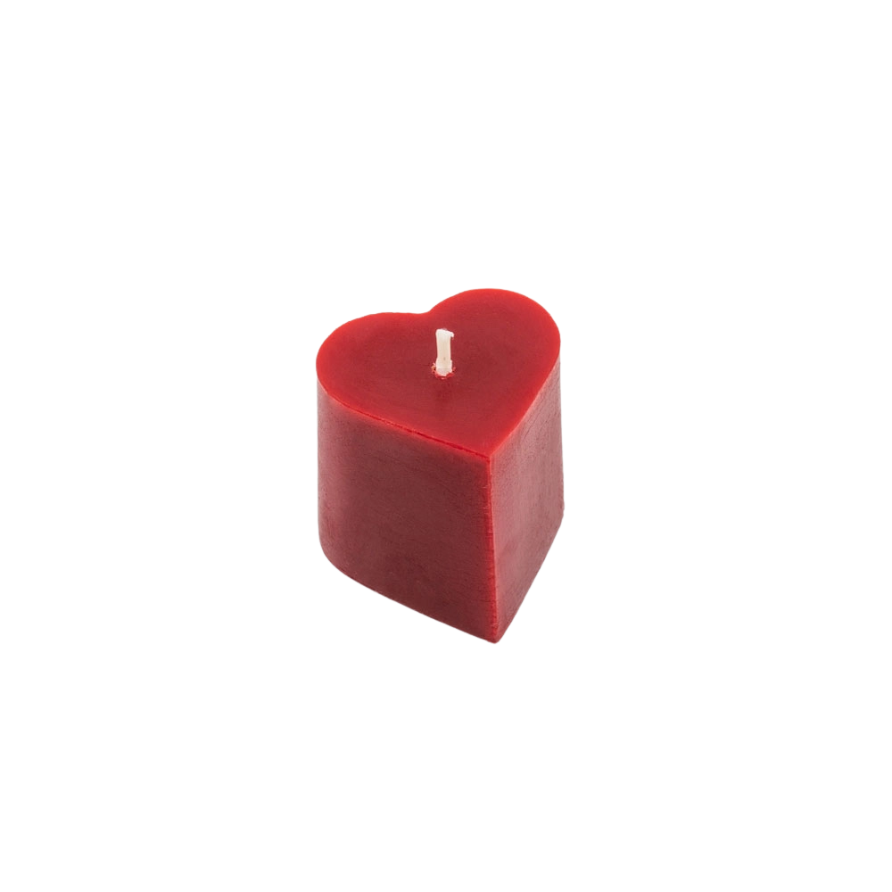 Small Beeswax Heart Votive - Red