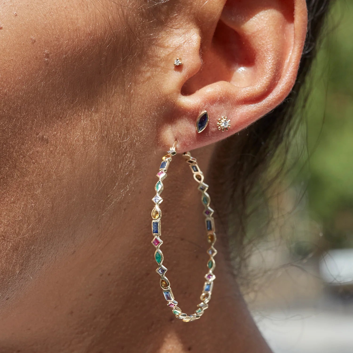 9k Mini Bezel Marquise Stud (SINGLE)