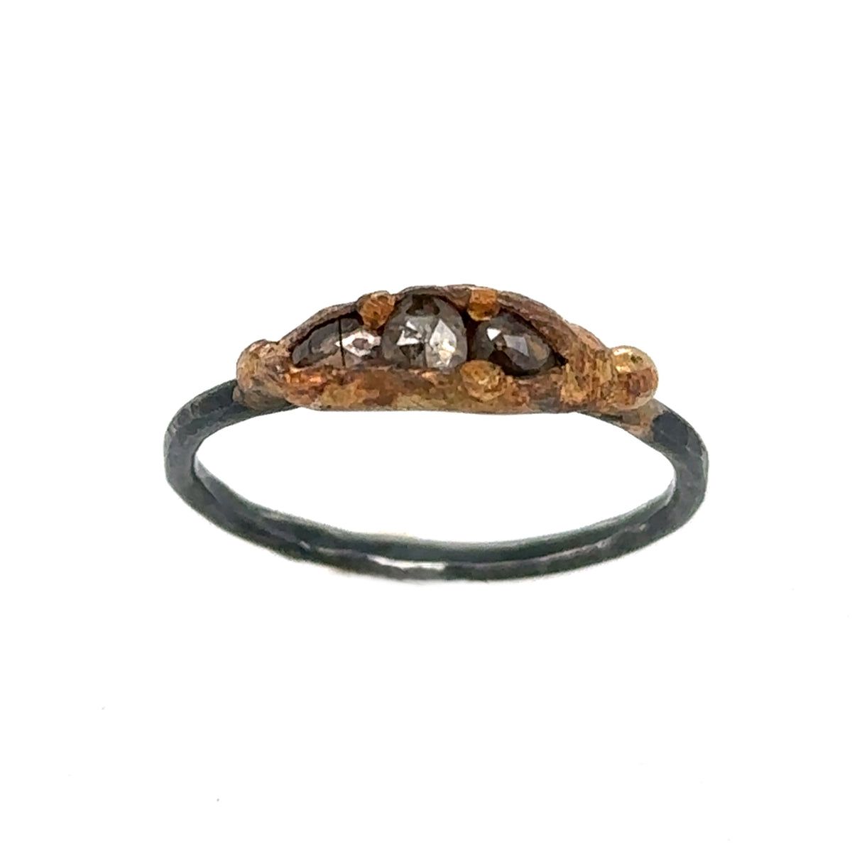 Mini Rose Cut Diamond Pod Ring - Mixed Metal