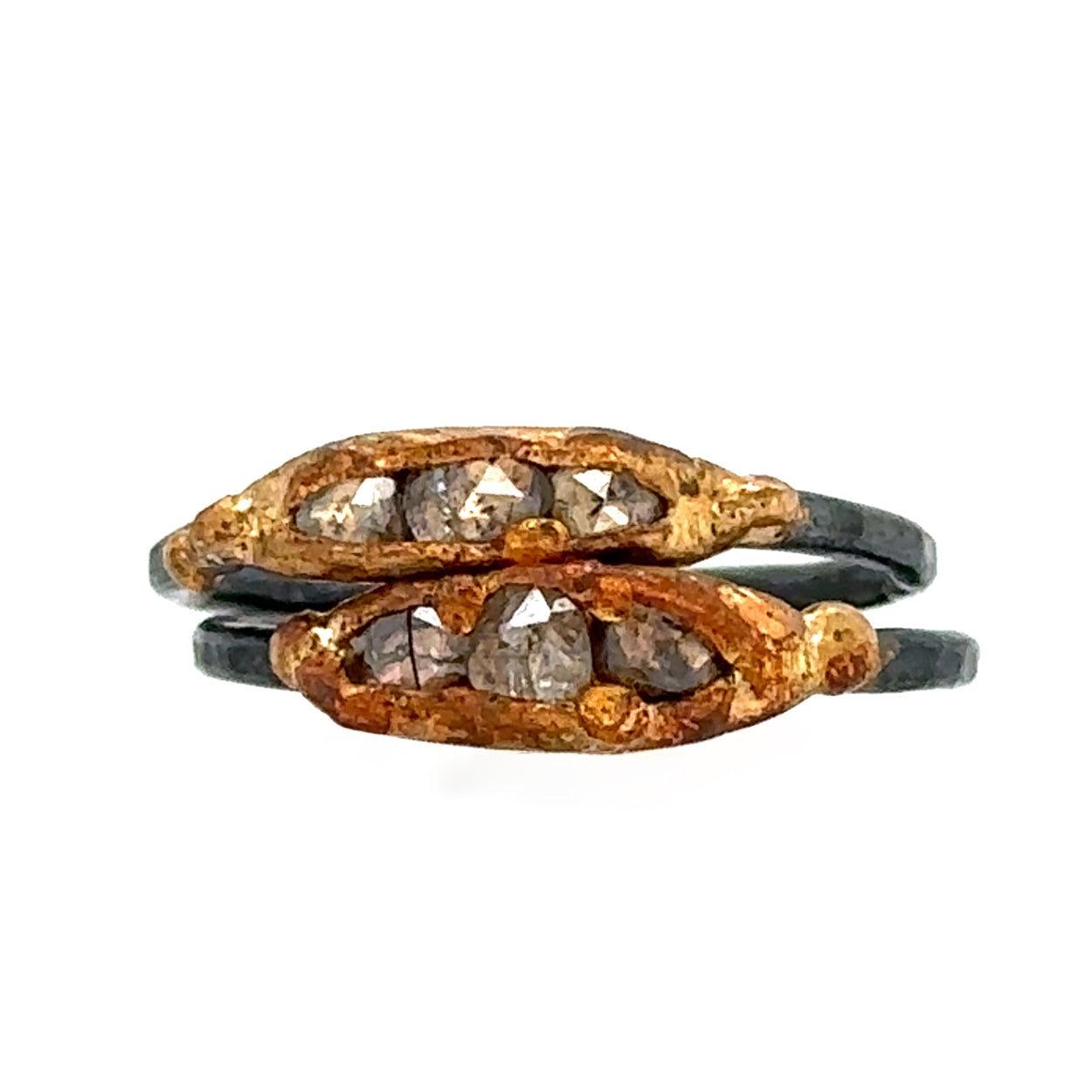 Mini Rose Cut Diamond Pod Ring - Mixed Metal