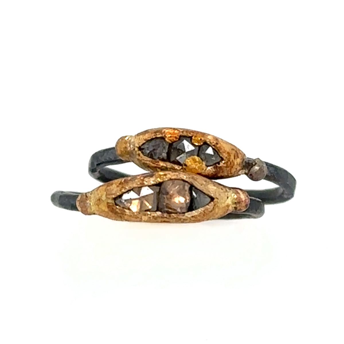 Mini Rose Cut Diamond Pod Ring - Mixed Metal