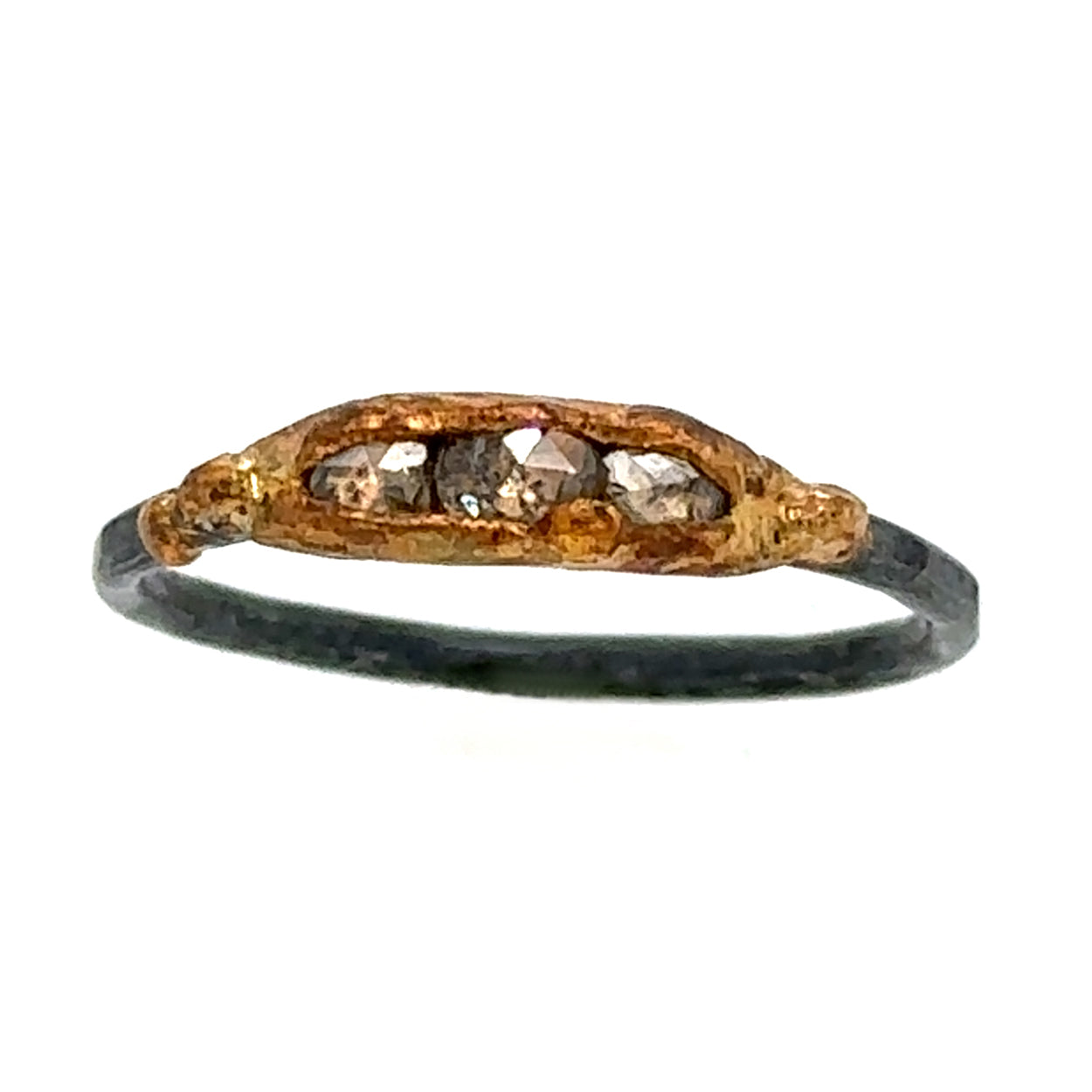 Mini Rose Cut Diamond Pod Ring - Mixed Metal