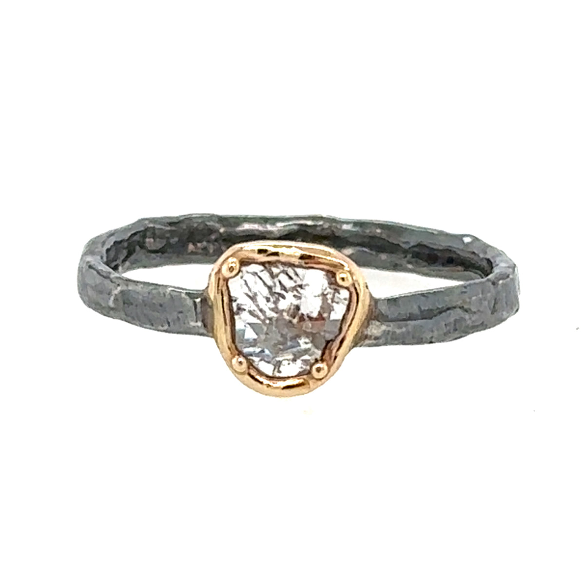 Molten Diamond Slice Solitaire Ring