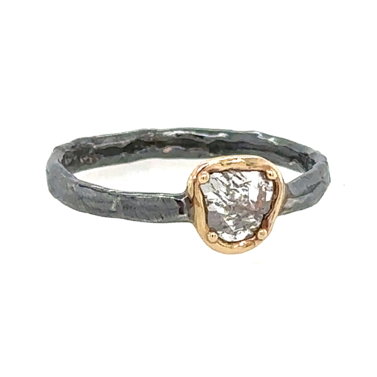 Molten Diamond Slice Solitaire Ring