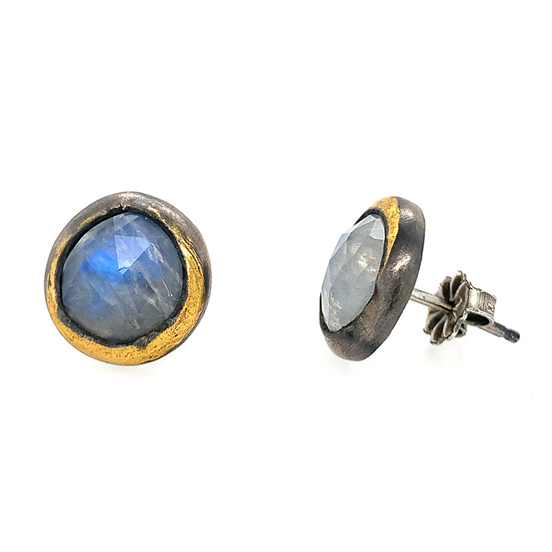 Rainbow Moonstone Keum-Boo Fold Studs