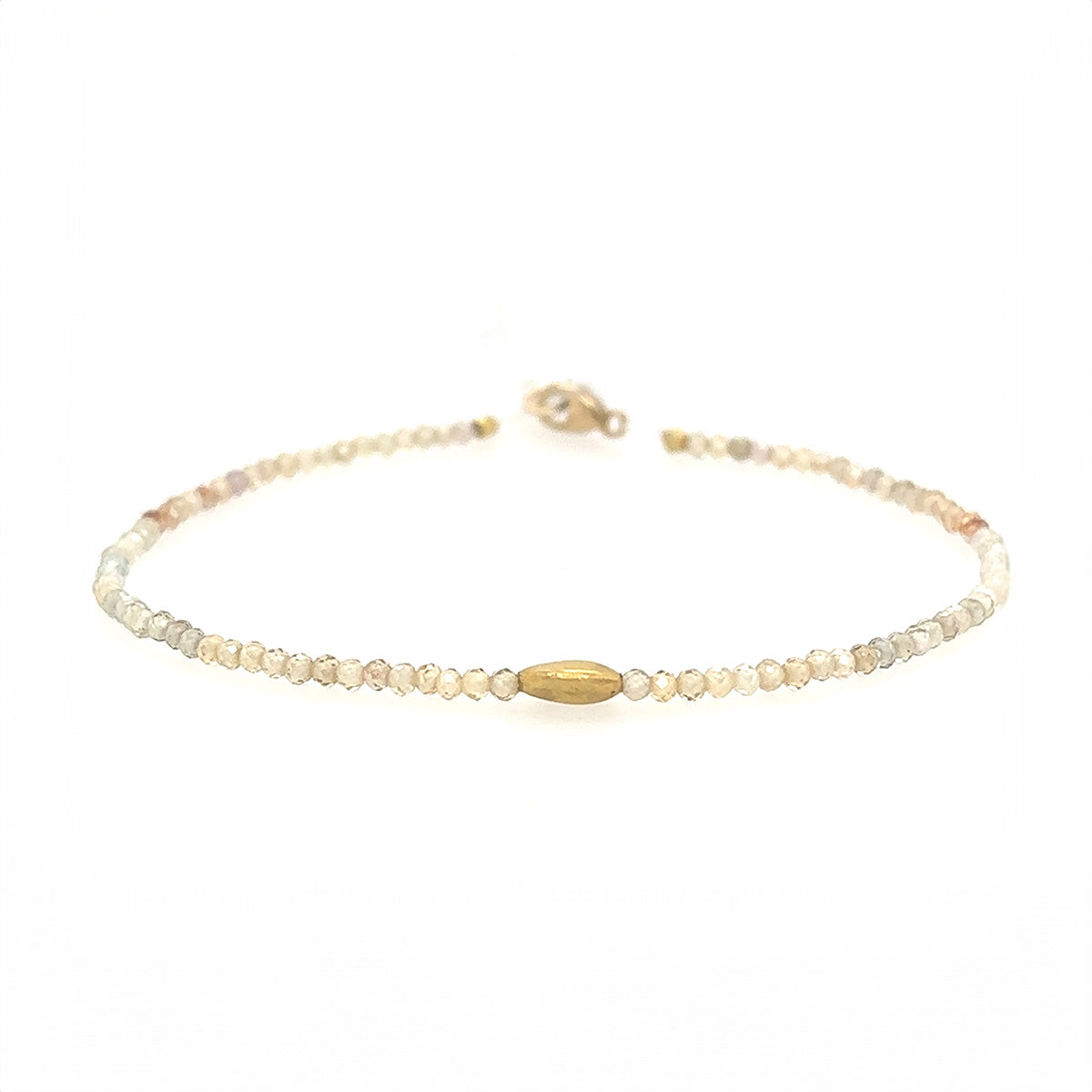 Pale Yellow Zircon + 18k Bead Strand Bracelet