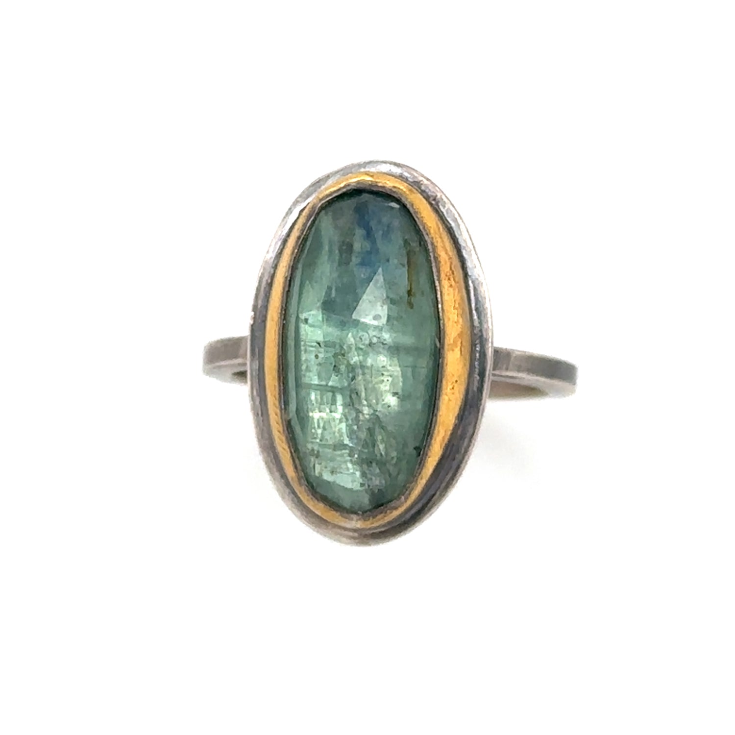 North-South Pale Blue Kyanite Keum-Boo Ring