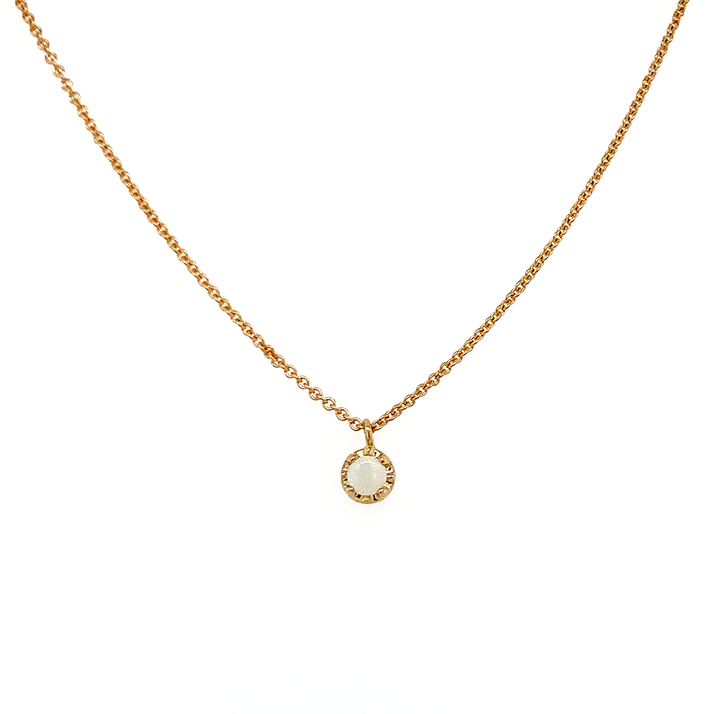 14K Opal Prong Necklace