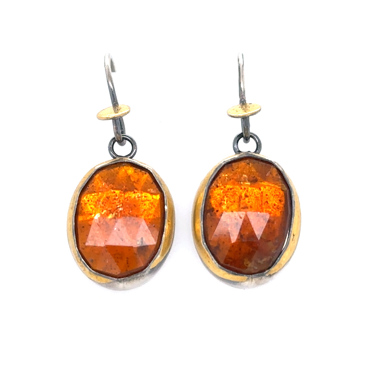 Golden Dot Earrings - Orange Kyanite