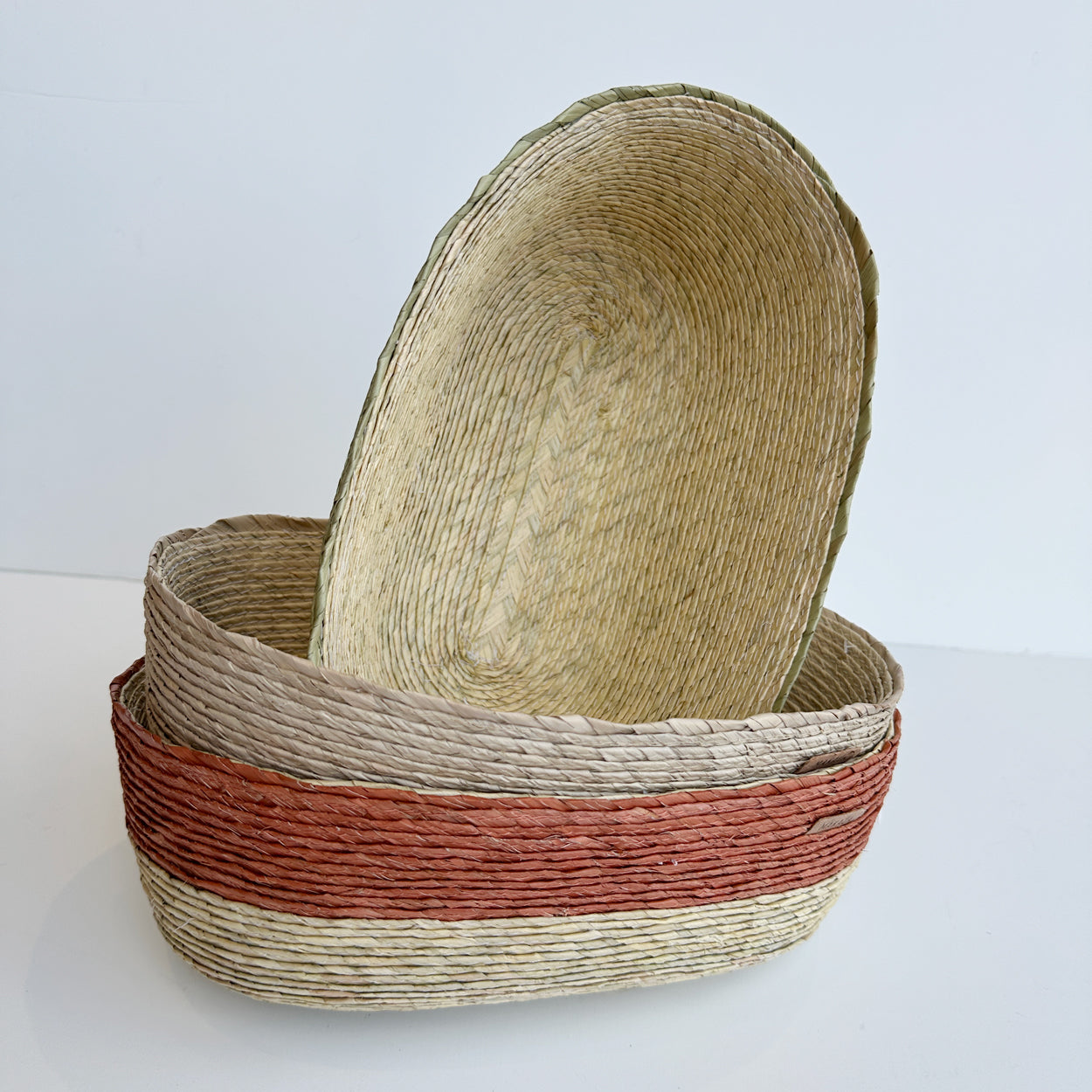 Small Oval Palm Basket - Petalo Stripe