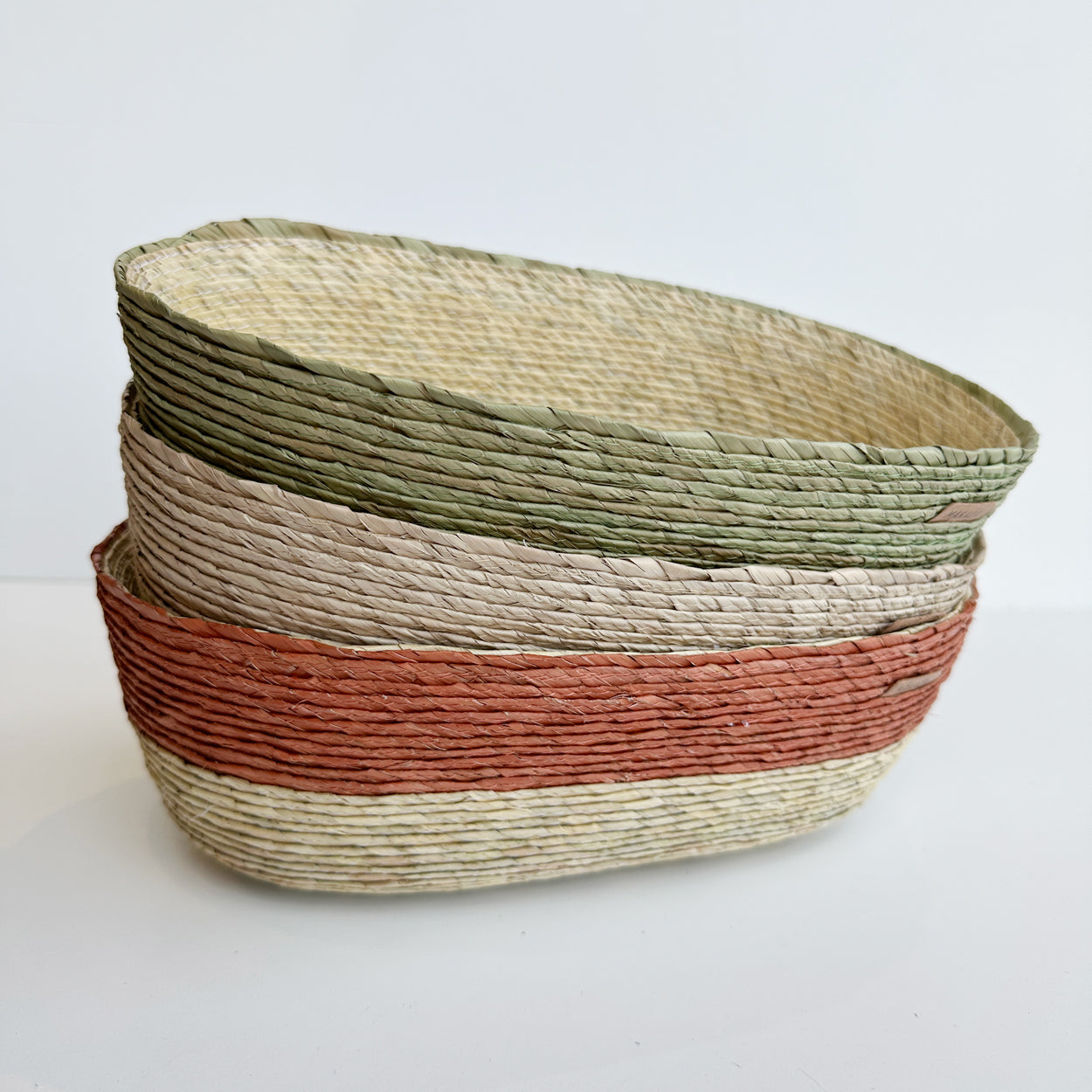 Small Oval Palm Basket - Agave Stripe