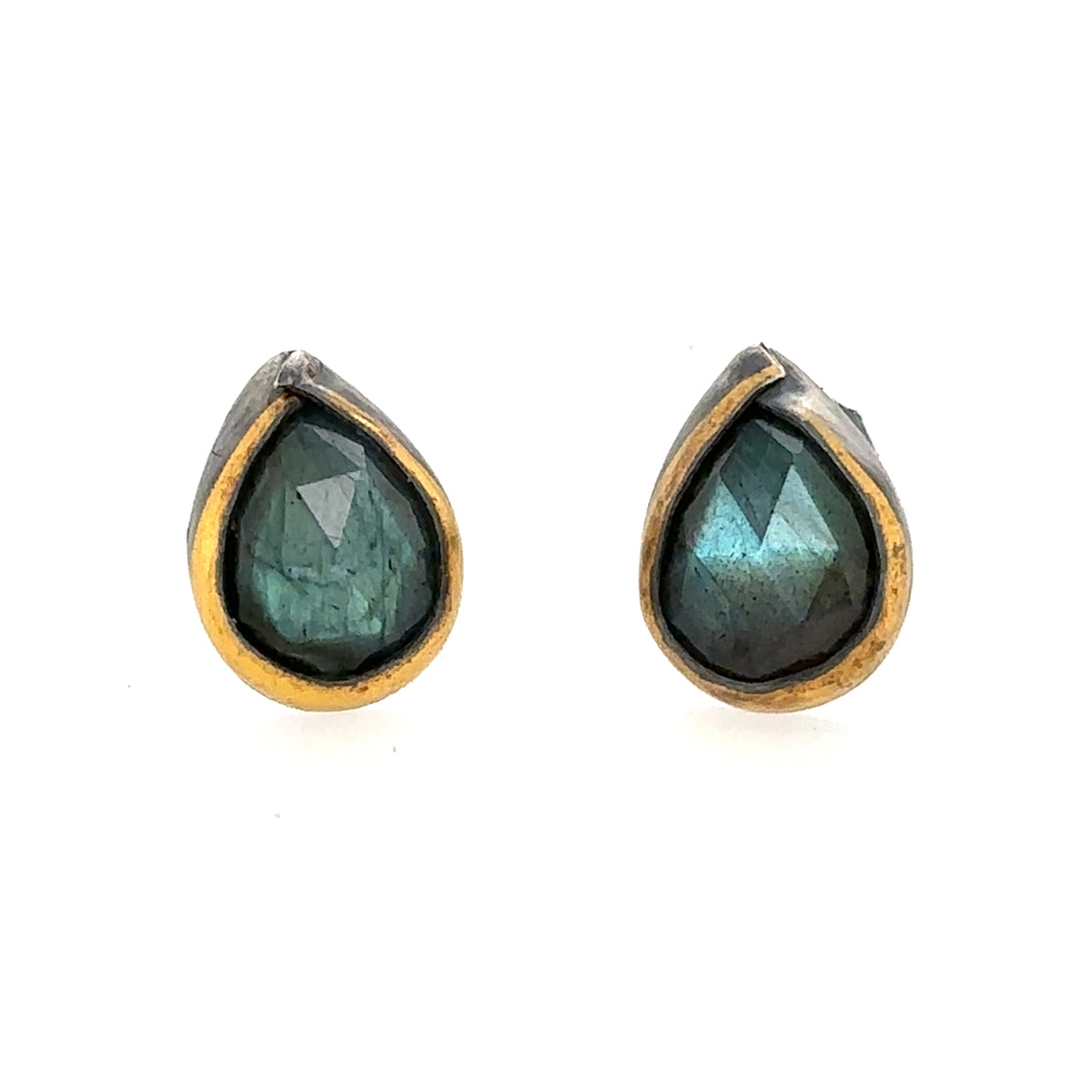 Pear Labradorite Keum-Boo Fold Studs