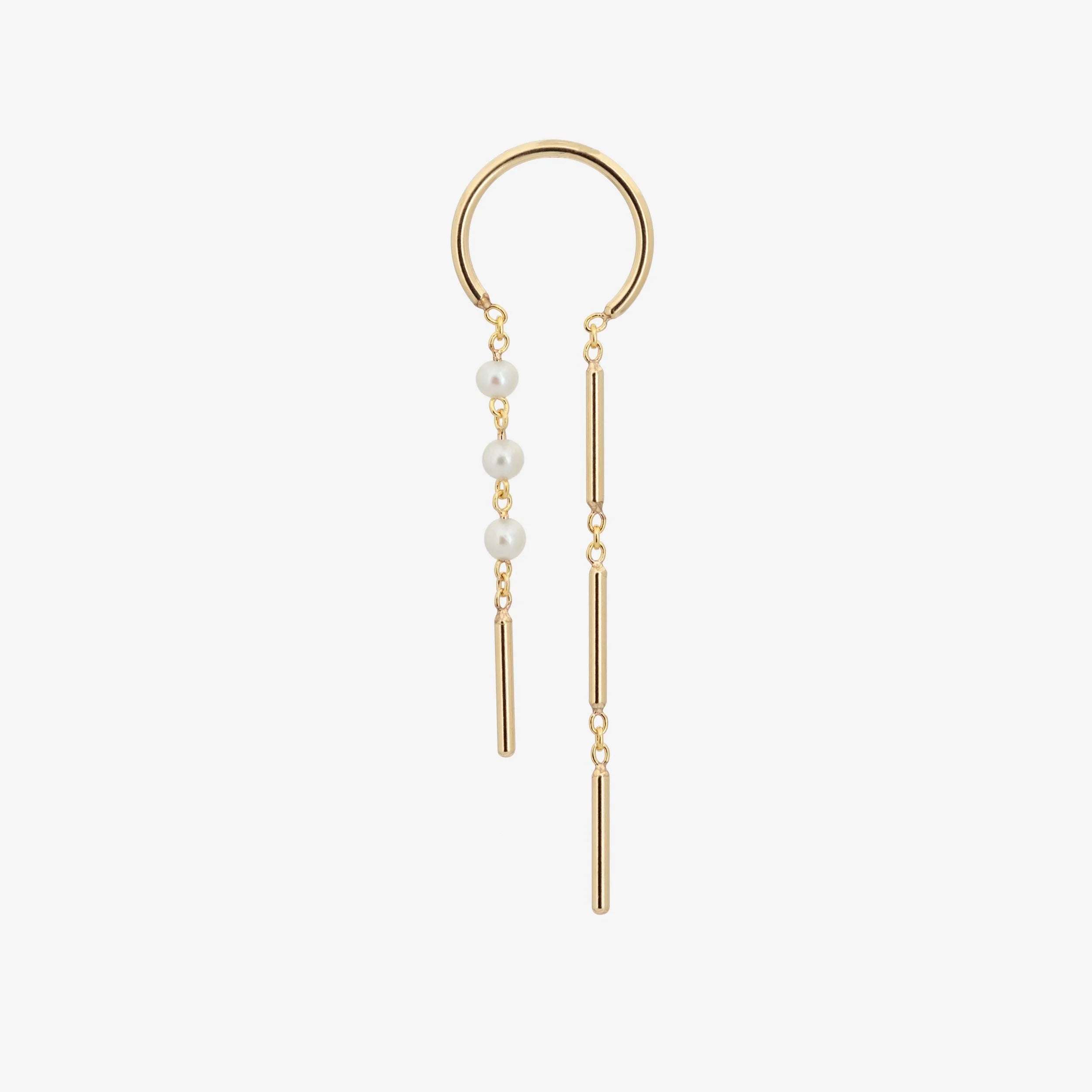 Gold Chime Earring With Pearls High - SINGLE