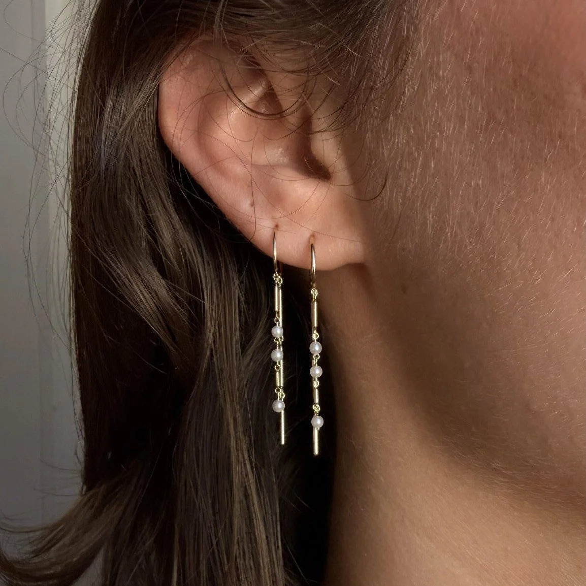Gold Chime Earring With Pearls High - SINGLE