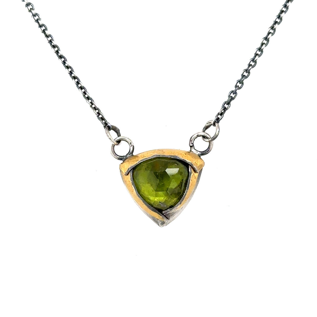 Peridot Tri-Fold Keum-Boo Rim Necklace