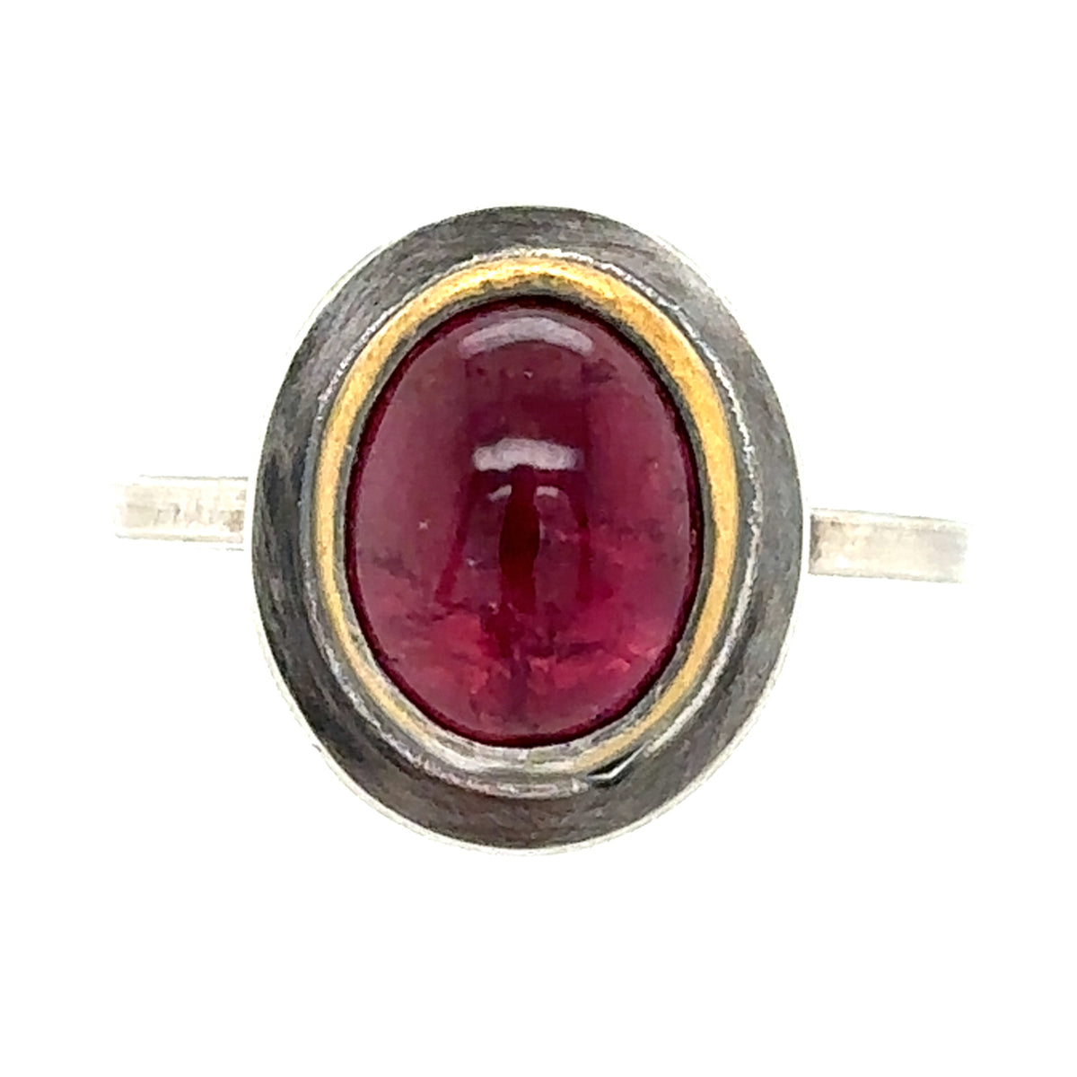 Pink Tourmaline Cabochon Keum-Boo Rim Ring