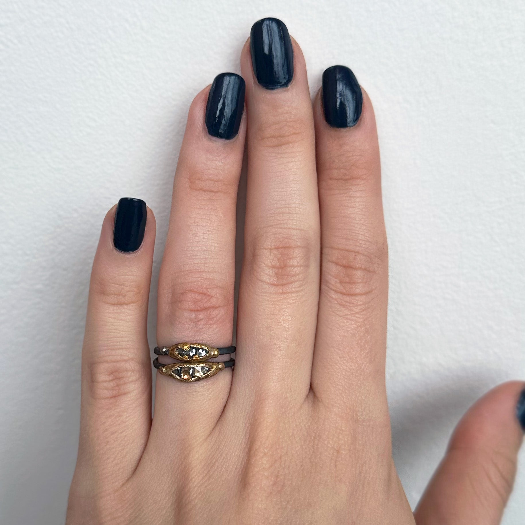 Mini Rose Cut Diamond Pod Ring - Mixed Metal