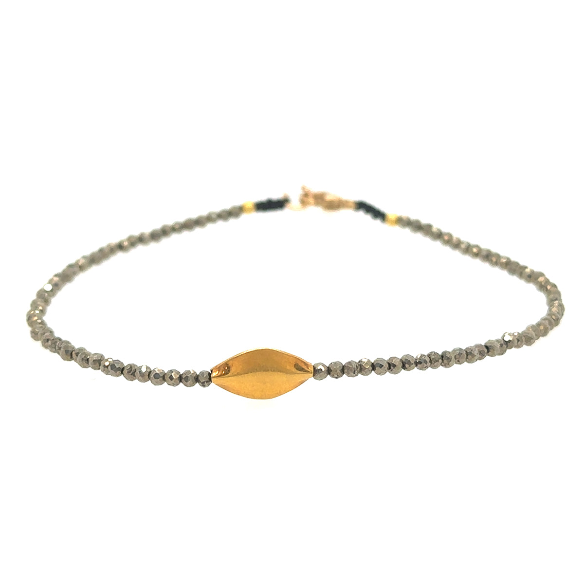 Pyrite + 22K Large Marquis Bead Strand Bracelet