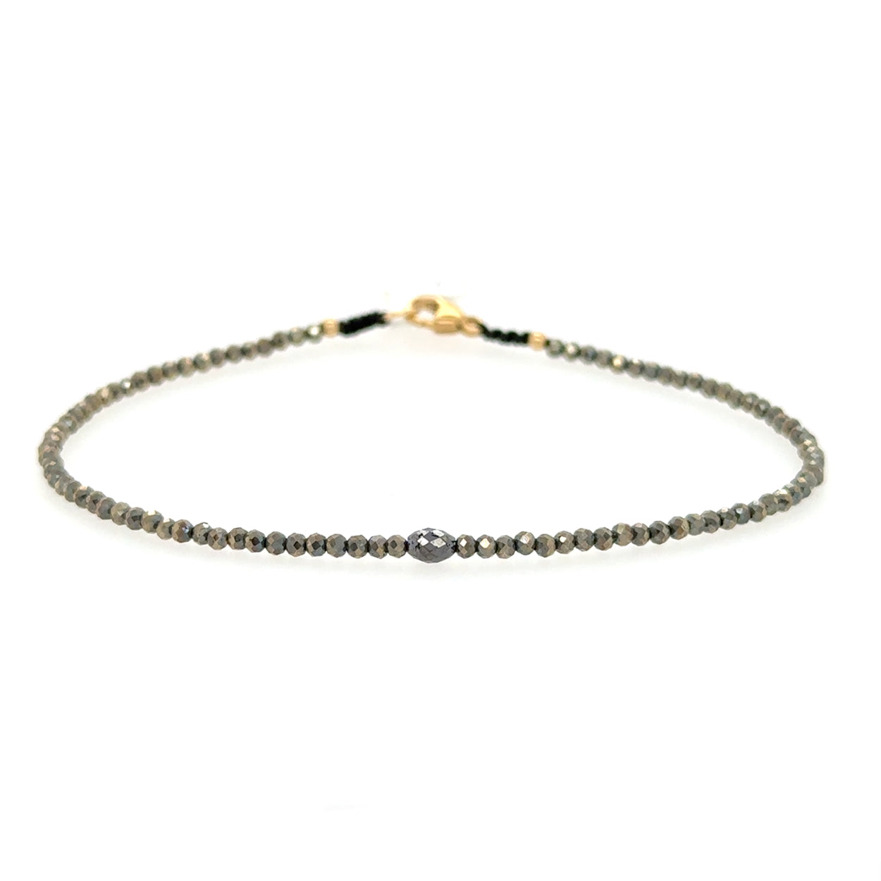 Pyrite + Black Diamond Bead Strand Bracelet