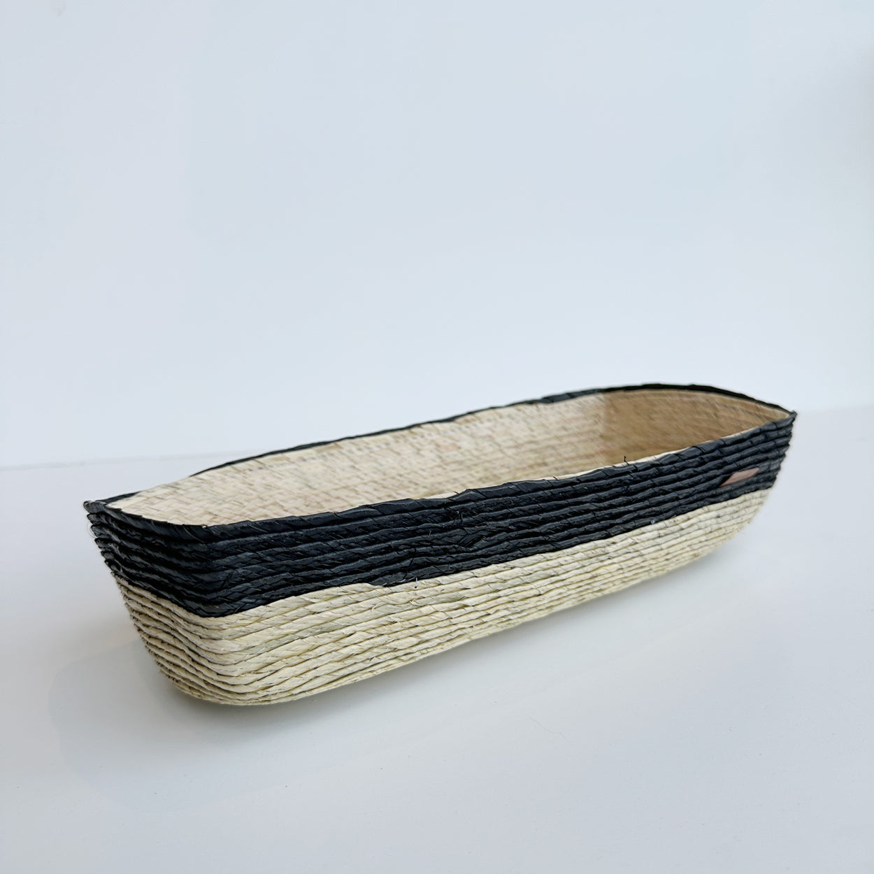 Rectangle Palm Basket (Black Stripe)