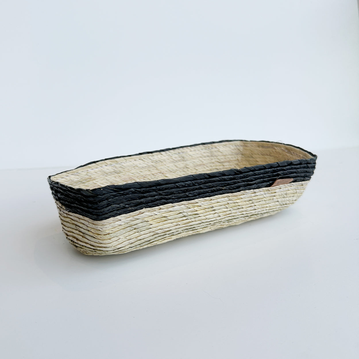 Rectangle Palm Basket (Black Stripe)