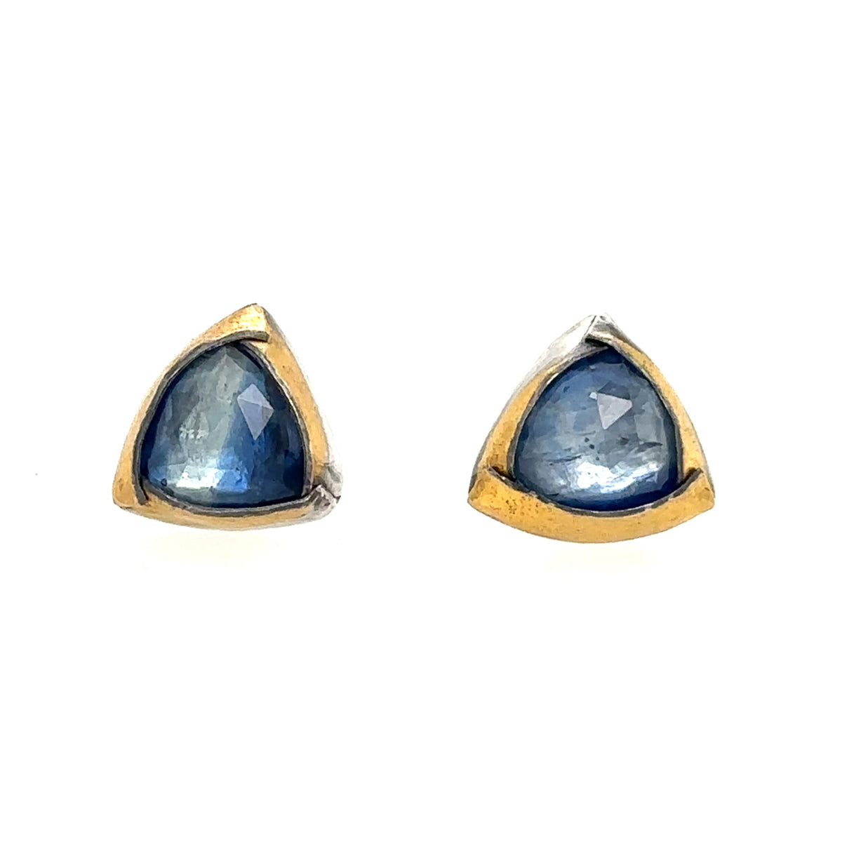Royal Blue Kyanite Trifold Keum-Boo Studs