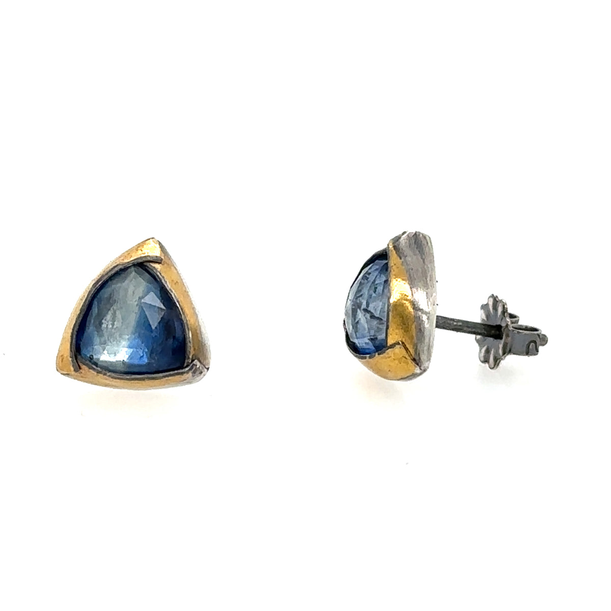 Royal Blue Kyanite Trifold Keum-Boo Studs