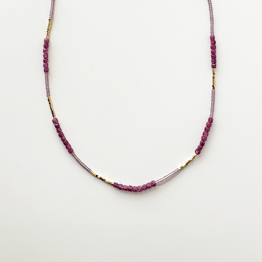 17" Seed Bead Necklace - Ruby