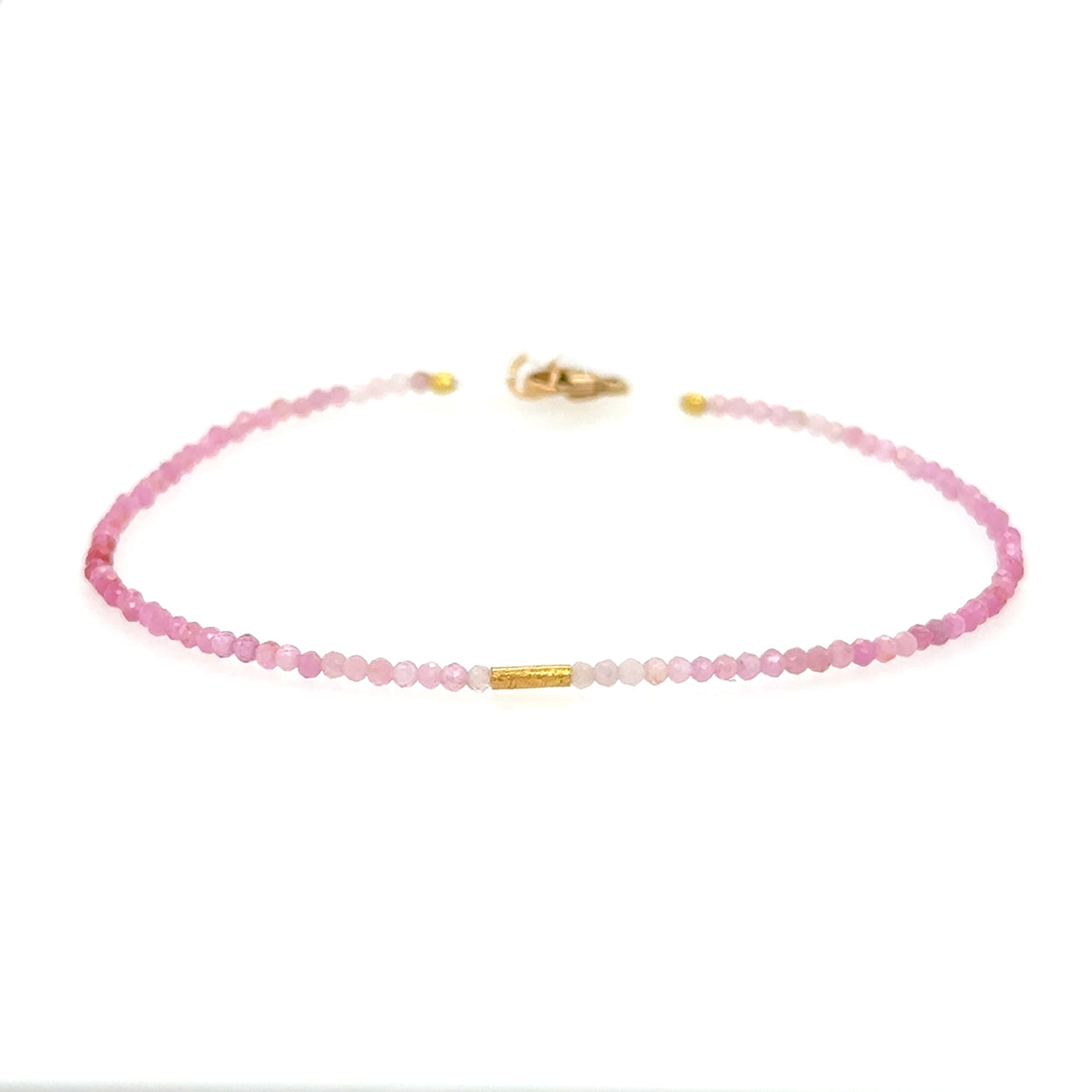 Ombre Ruby +18k Bar Bead Strand Bracelet