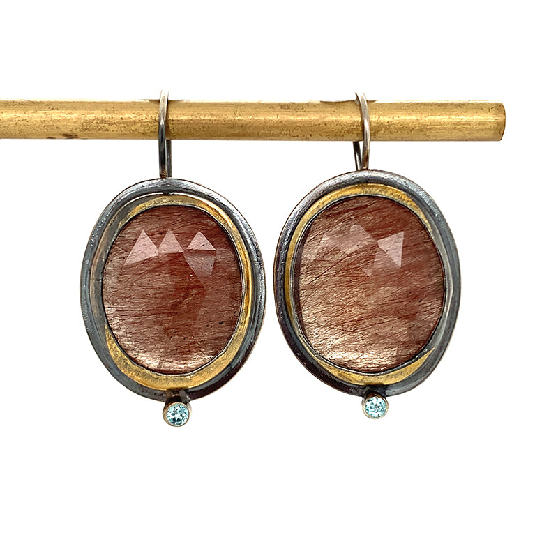 Hook Dangle Earrings - Lg Rutile and Blue Ziron