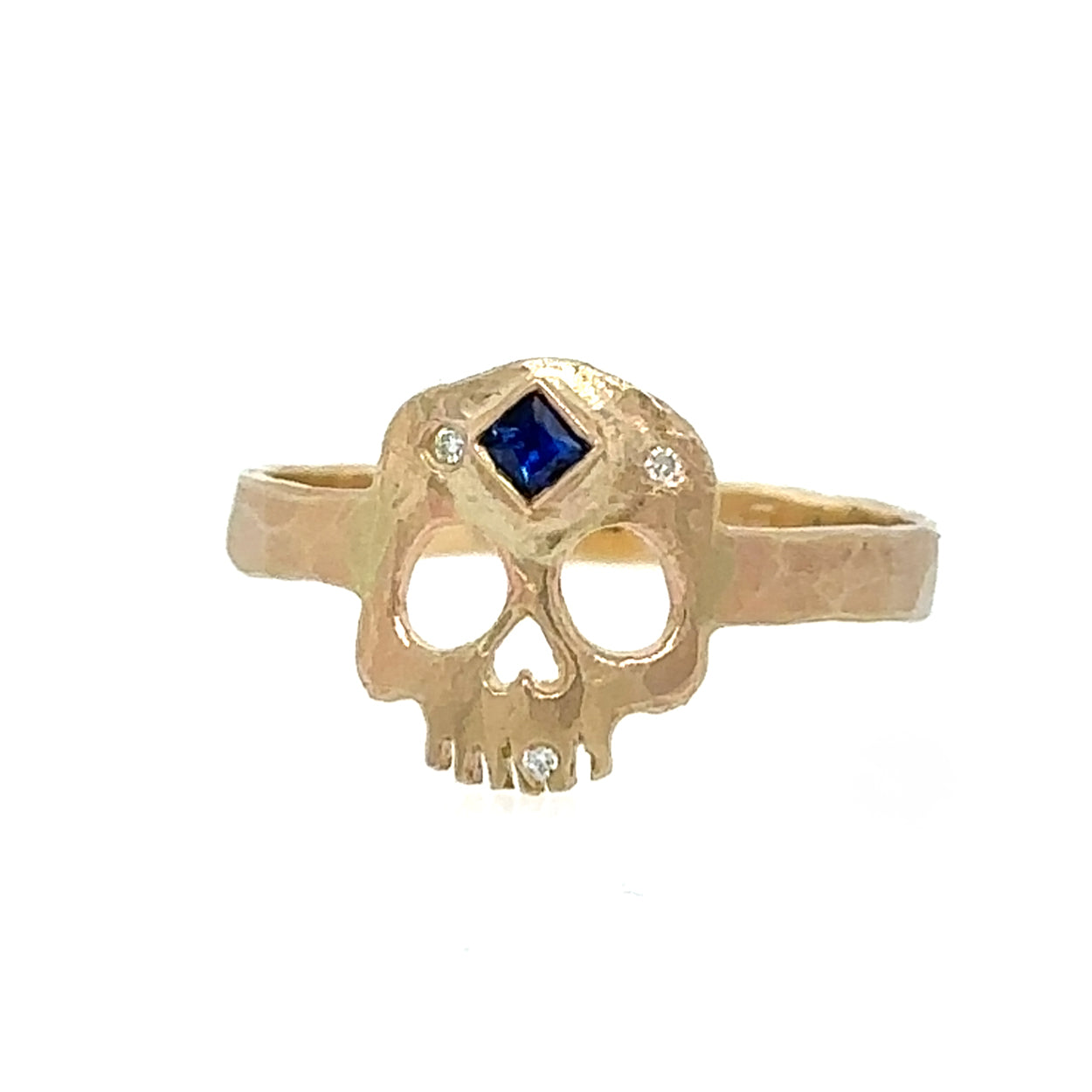 Skull + Princess Cut Sapphire Ring