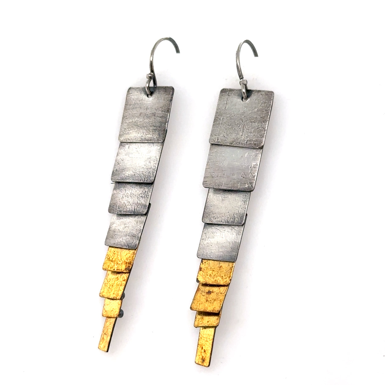 Mixed Metal Square Scales Dangle Earrings