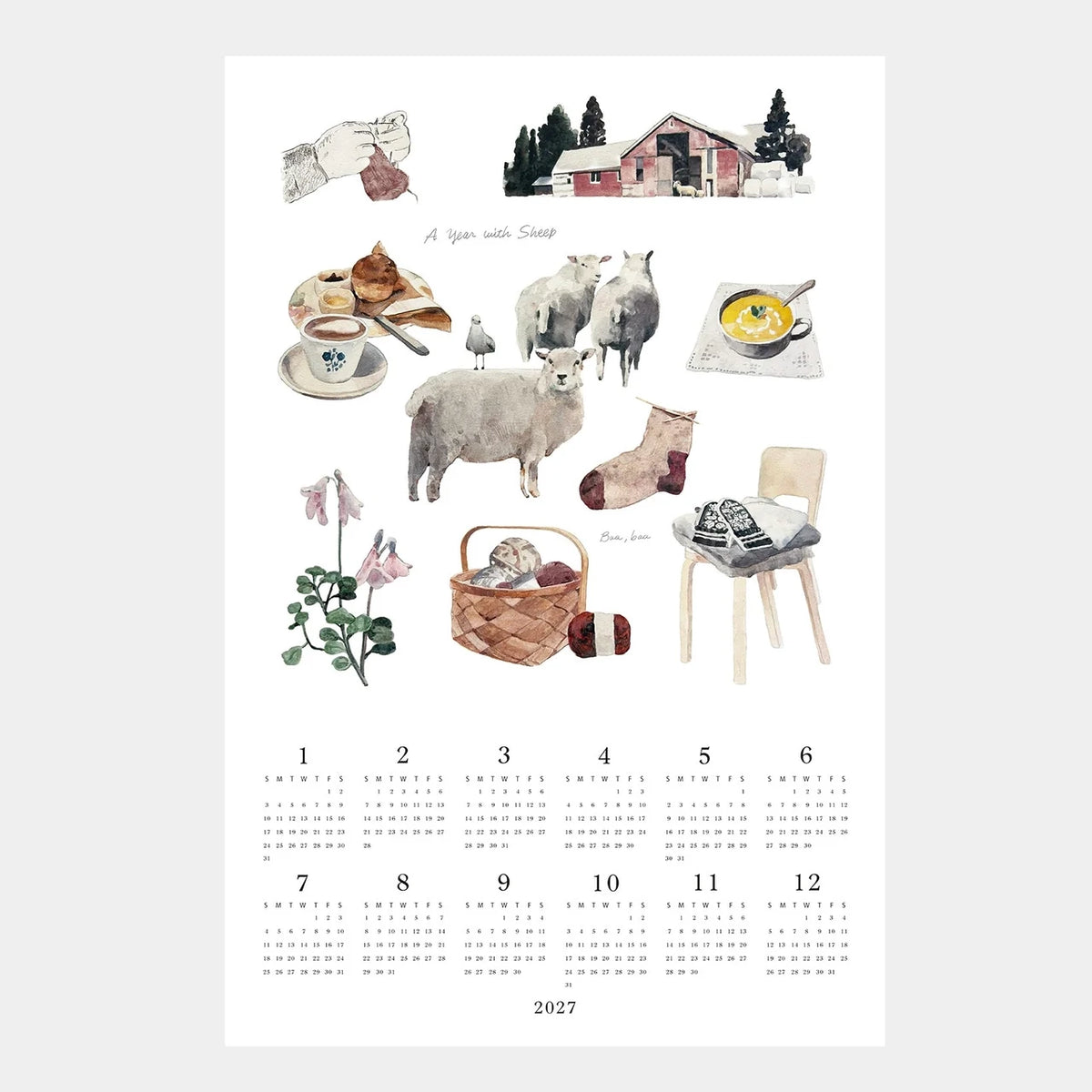 2027 Fabric Calendar - Sheep
