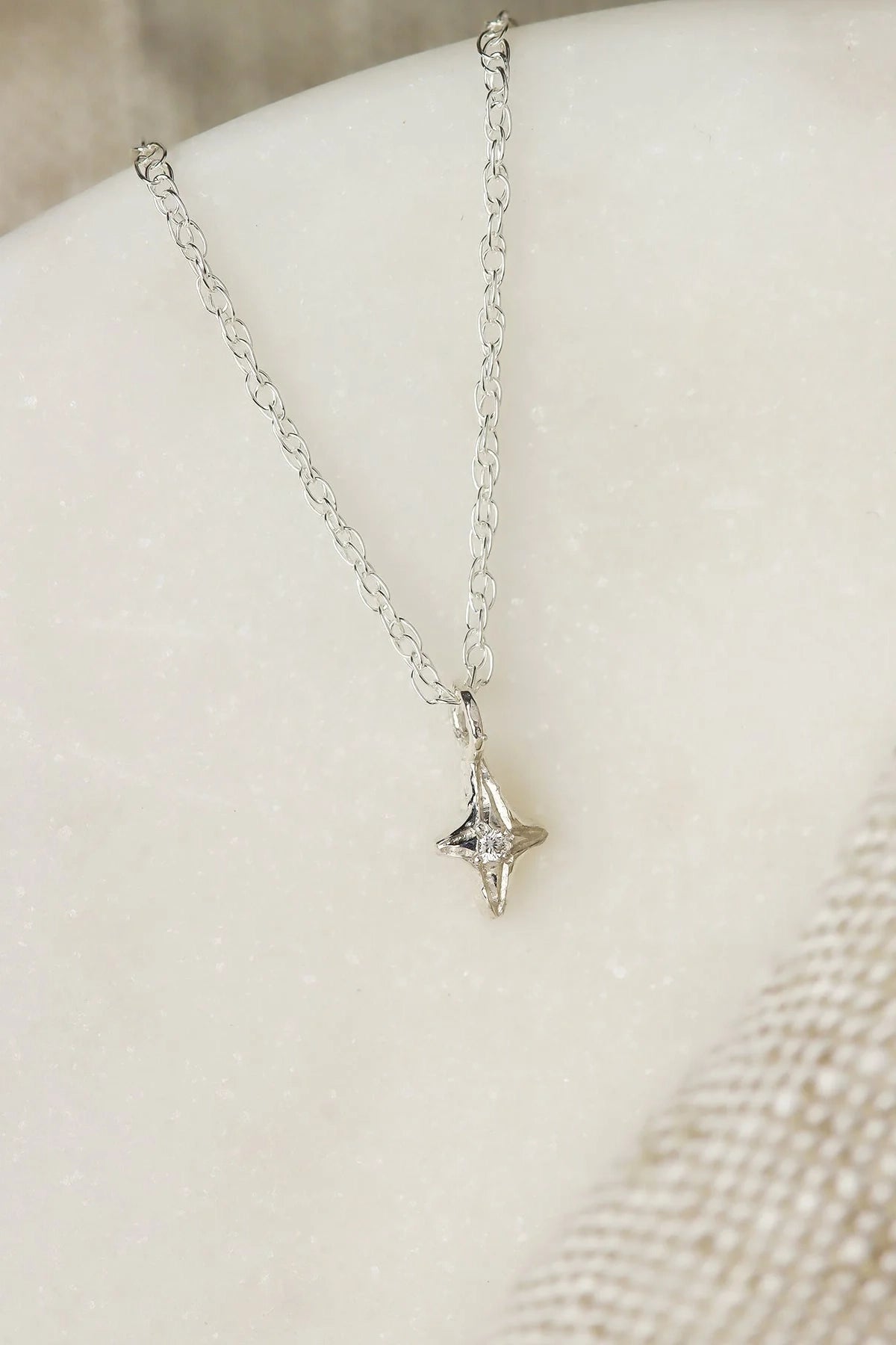 SS North Star Necklace with Diamond