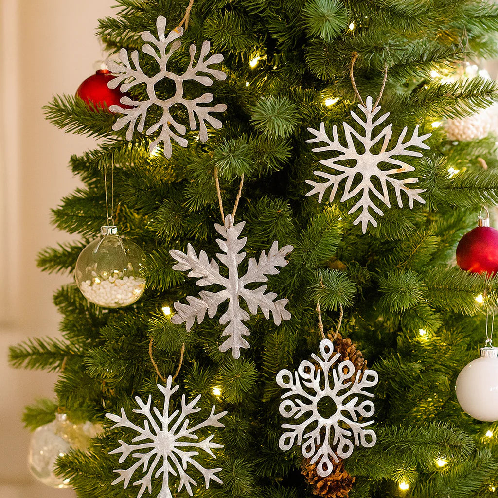 Hammered Snowflake Ornament - Silver