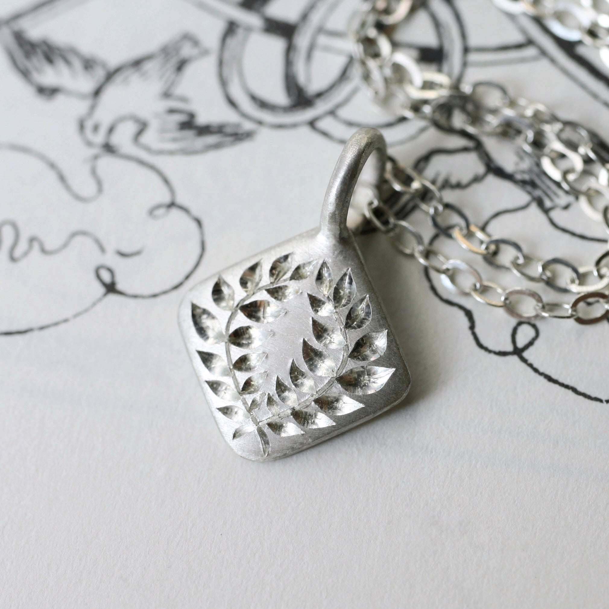 Silver Laurel Pendant Necklace
