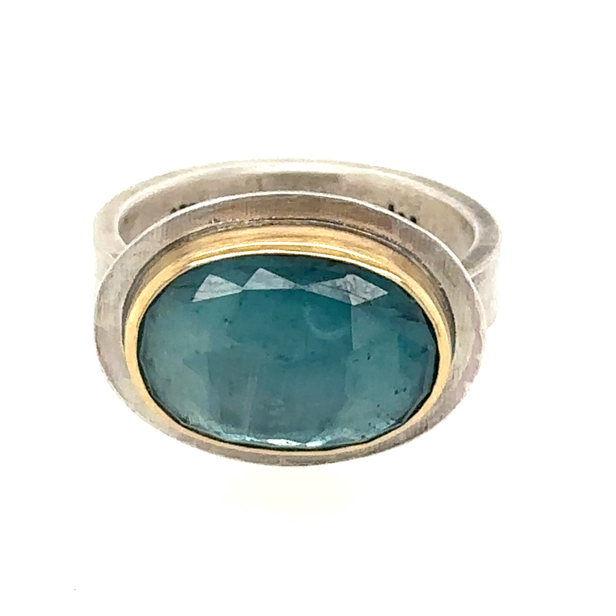 Aqua Blue Kyanite CarvedRing