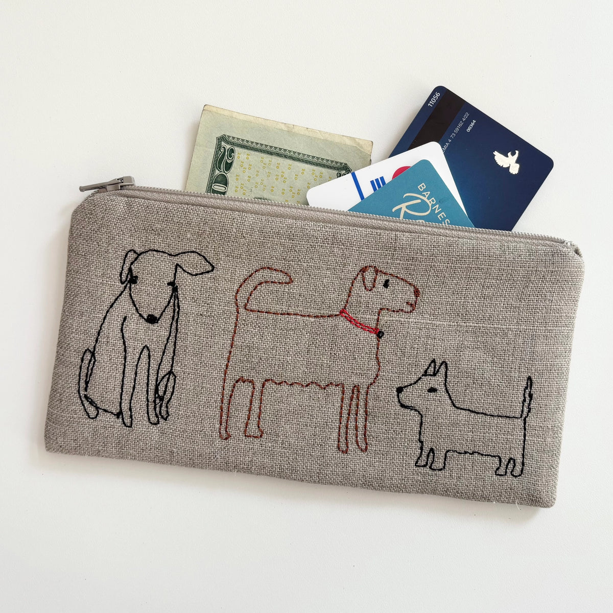 Small Embroidered Pouch - Dogs