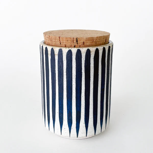 Indigo Stripe Canister - Small 6"