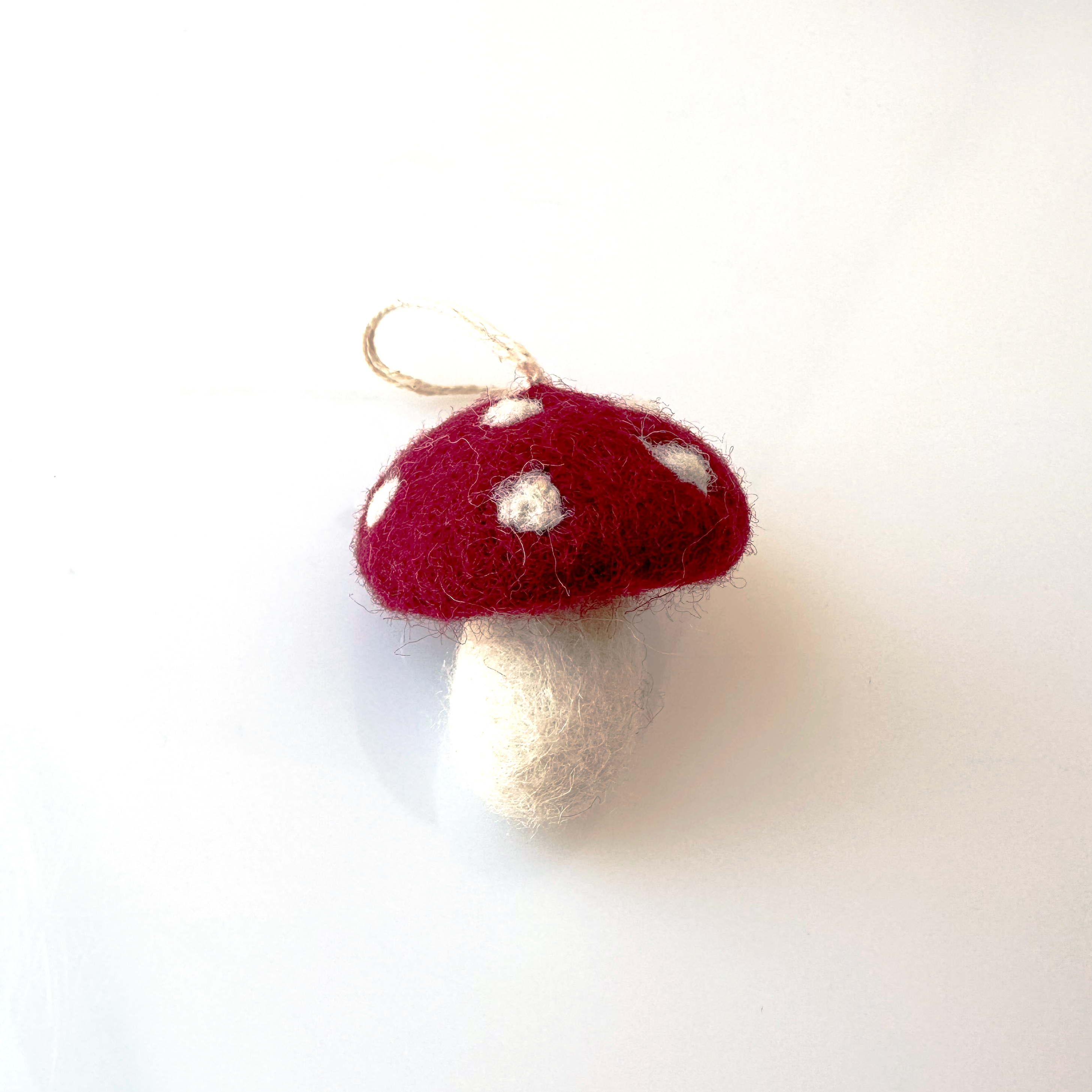 Red Felt Stout Spotted Mushroom Ornament
