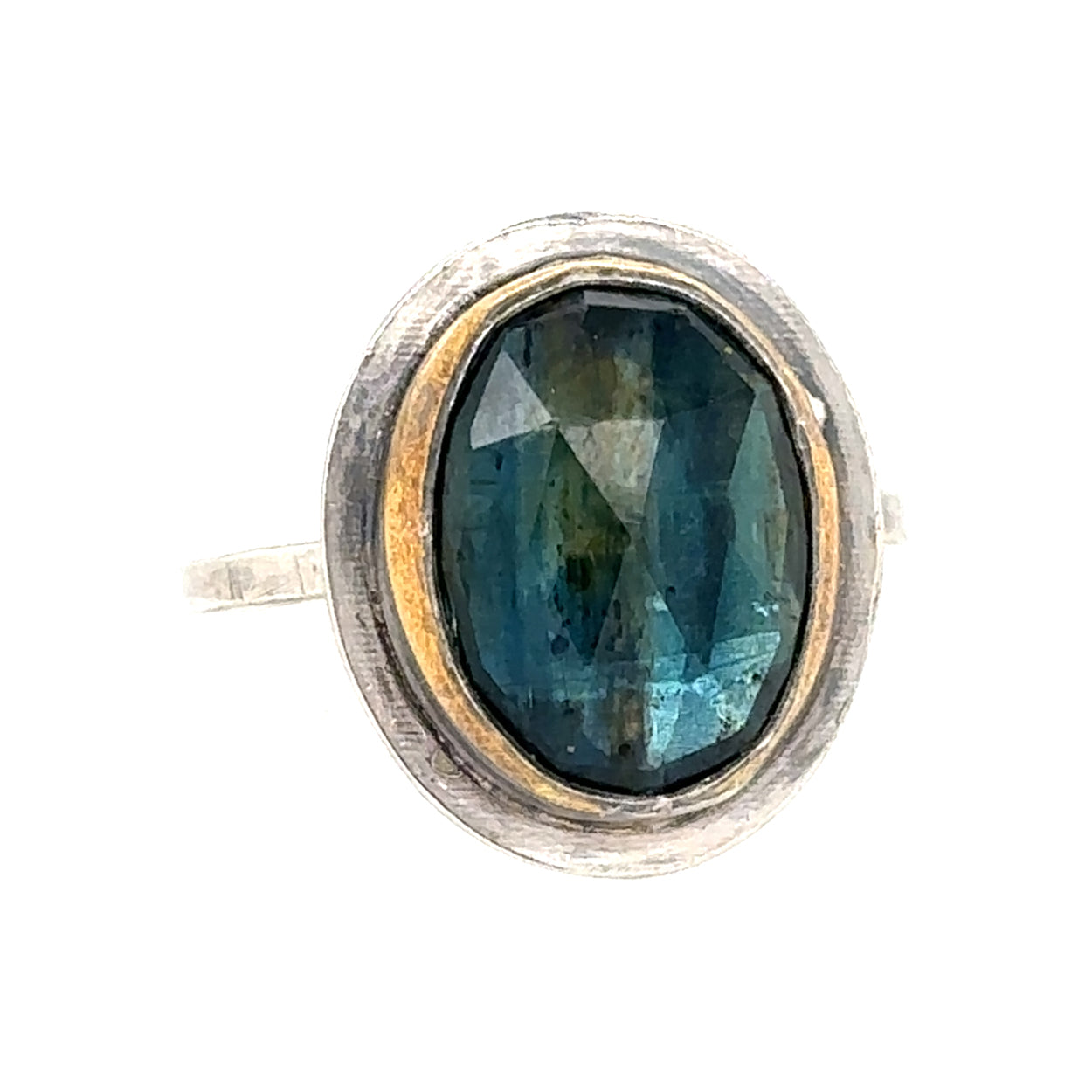 Oval Blue Streak Kyanite Keum-Boo Ring