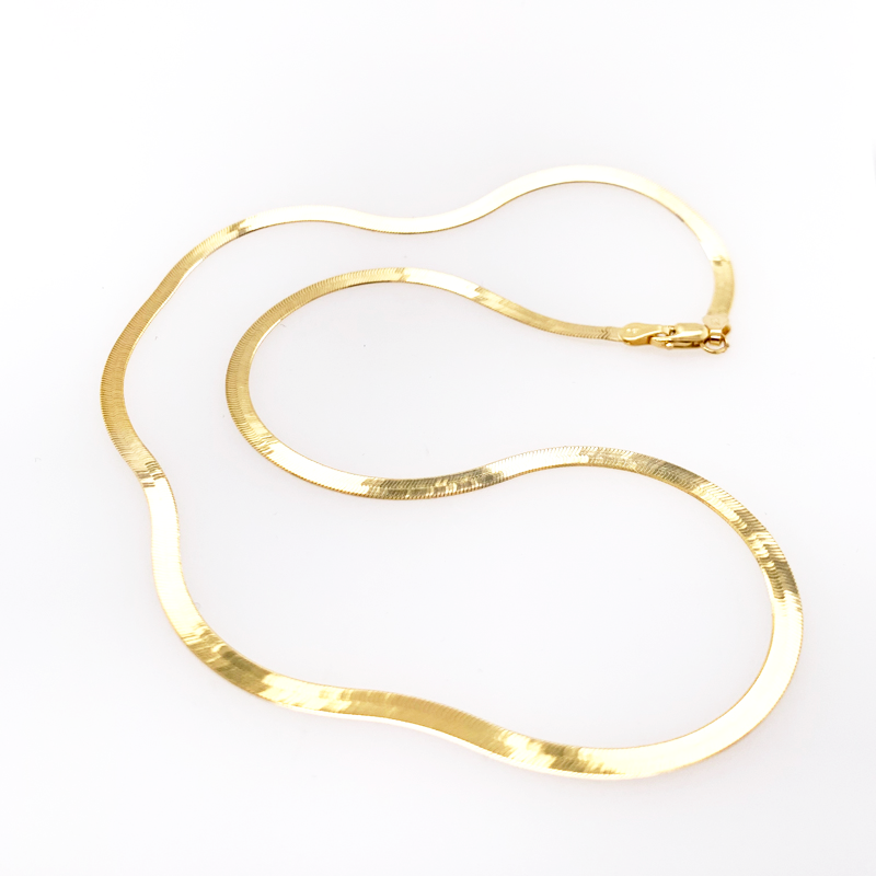 14k Wide Herringbone Chain Necklace